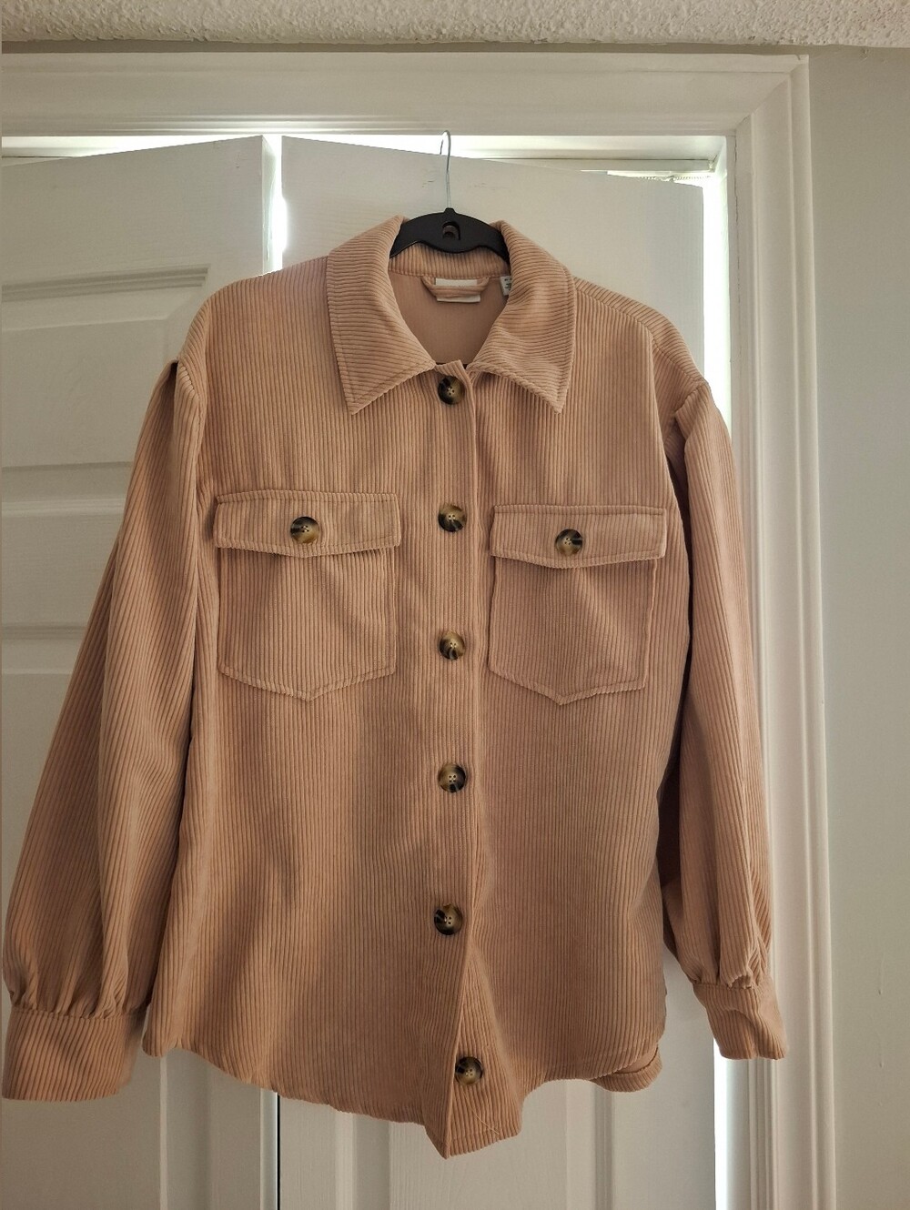VILA Light-Pink Corduroy Button-Up Jacket